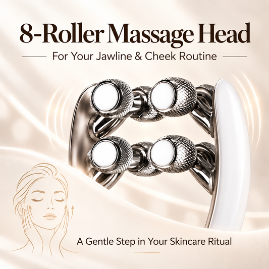 Close-up of the textured roller head on the electric facial massager