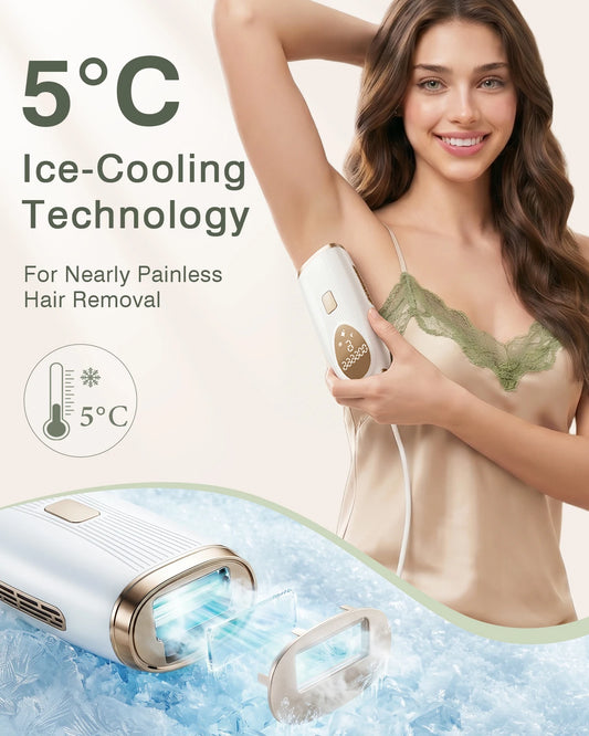Supplier illustration of 5°C ice-cooling contact during IPL hair removal