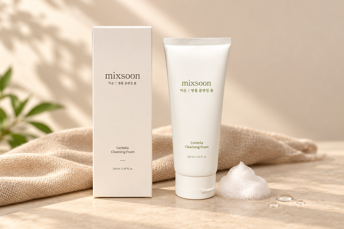 Mixsoon Centella Cleansing Foam tube and carton with foam