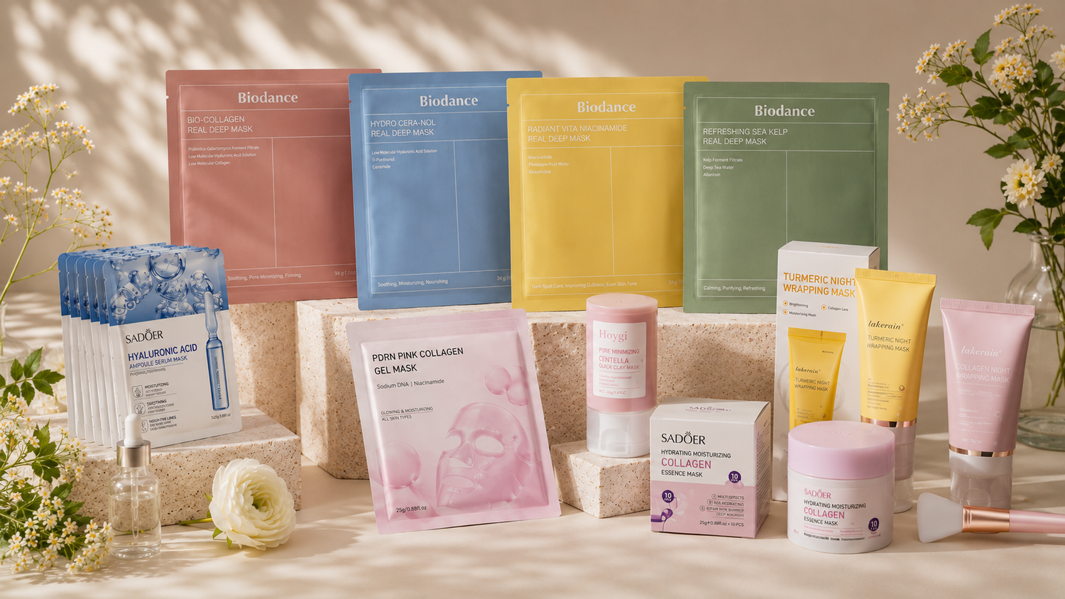 Face Masks collection — overnight peel-off collagen and turmeric wrapping masks