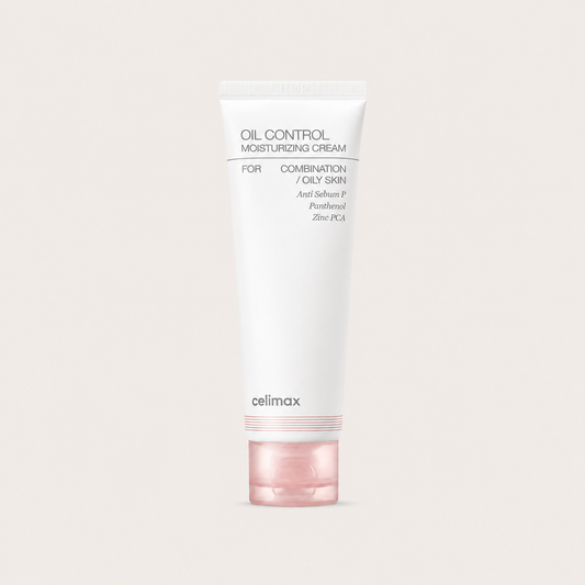 Celimax Oil Control Moisturizing Cream 80ml tube on a light beige background