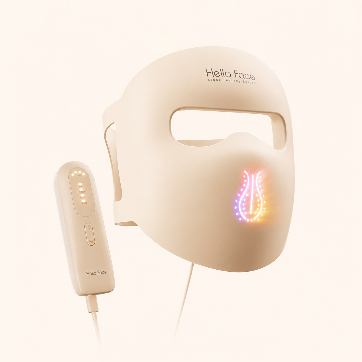Hello Face M300 flexible silicone LED face mask with rechargeable controller