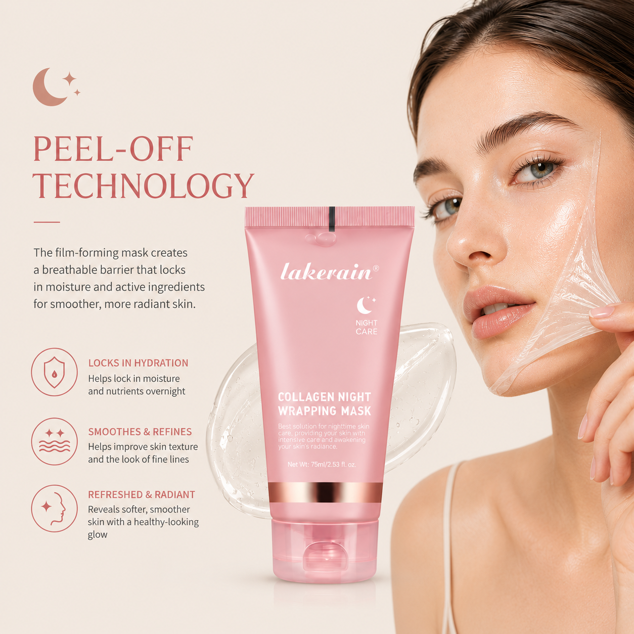 Collagen & Turmeric Night Wrapping Mask — Overnight Peel-Off Skincare