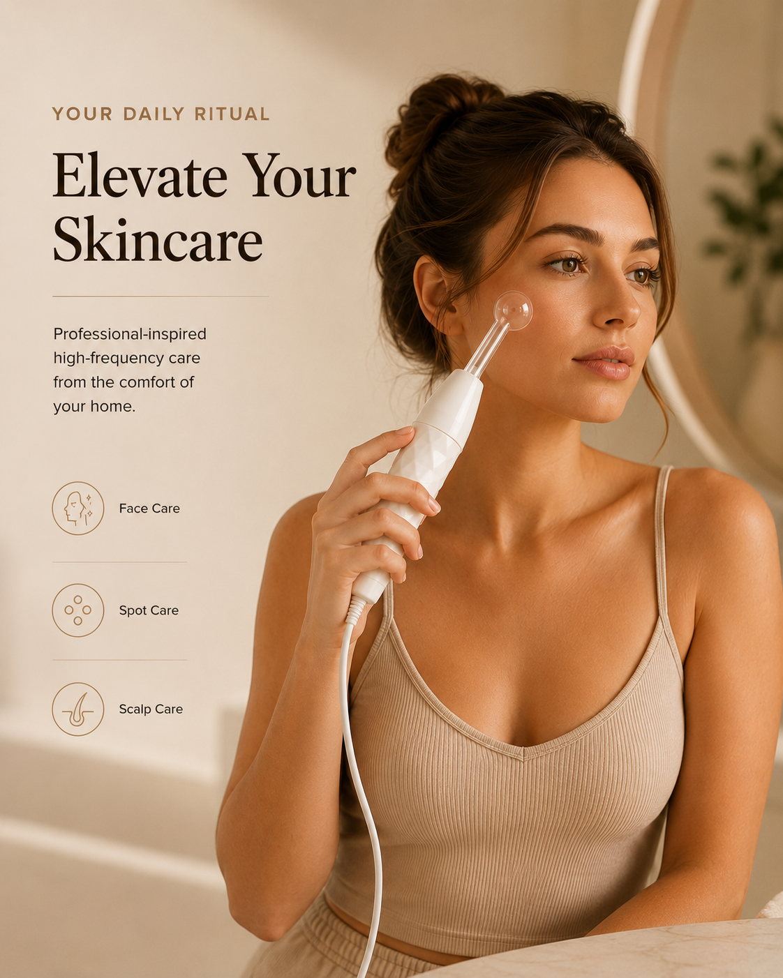 High-frequency facial wand anti-aging and skin wellness device for US and Canadian market