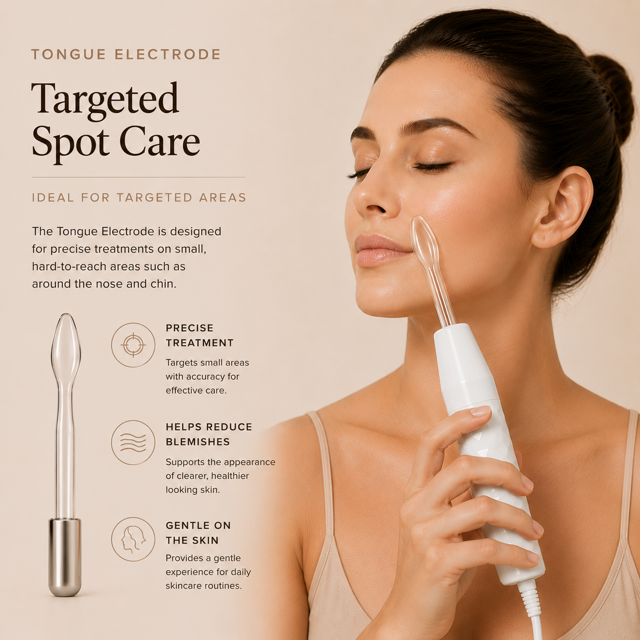 Comb Electrode high-frequency wand for scalp care routine gliding through hair