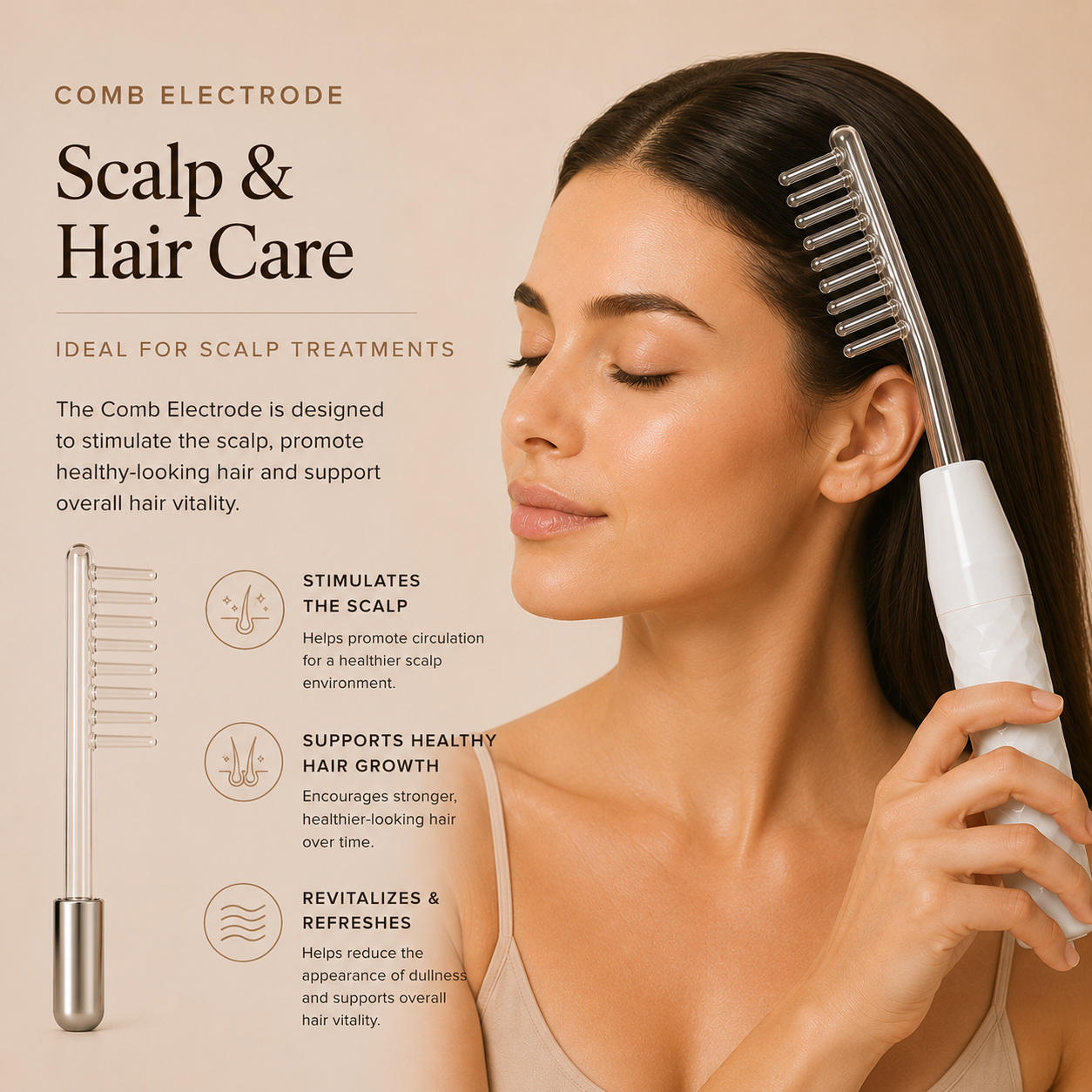 Professional high-frequency facial wand handle — portable minimalist skincare device