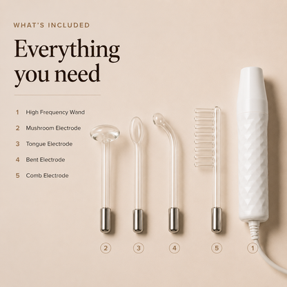 High-frequency wand skincare ritual on clean skin before serum application