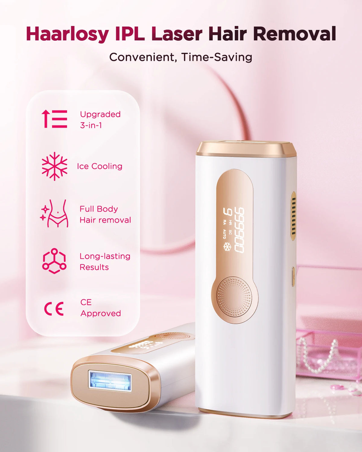 Supplier overview of the gold ice-cooling IPL hair removal device