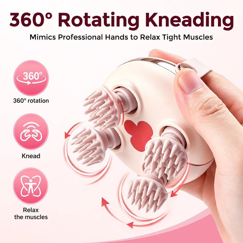 Supplier illustration of the four rotating heads on the blush scalp massager