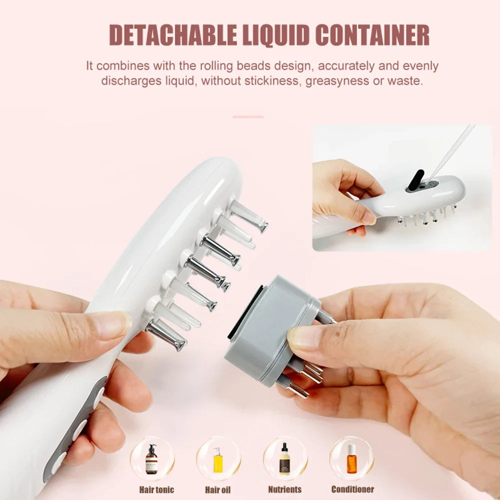 Detaching and filling the scalp comb liquid reservoir