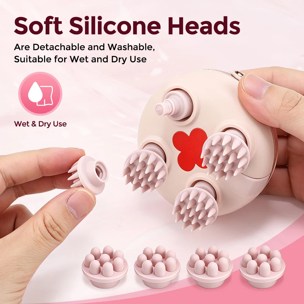Four detachable pointed silicone heads and four rounded-node attachments shown by the supplier