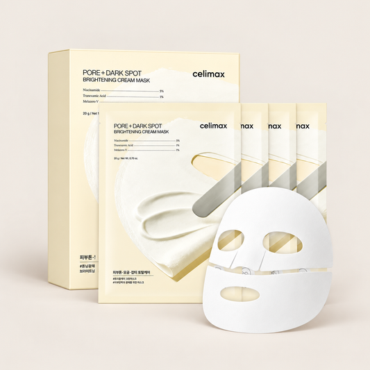 Celimax Pore + Dark Spot Brightening Cream Mask — box of four 20 g sheet masks