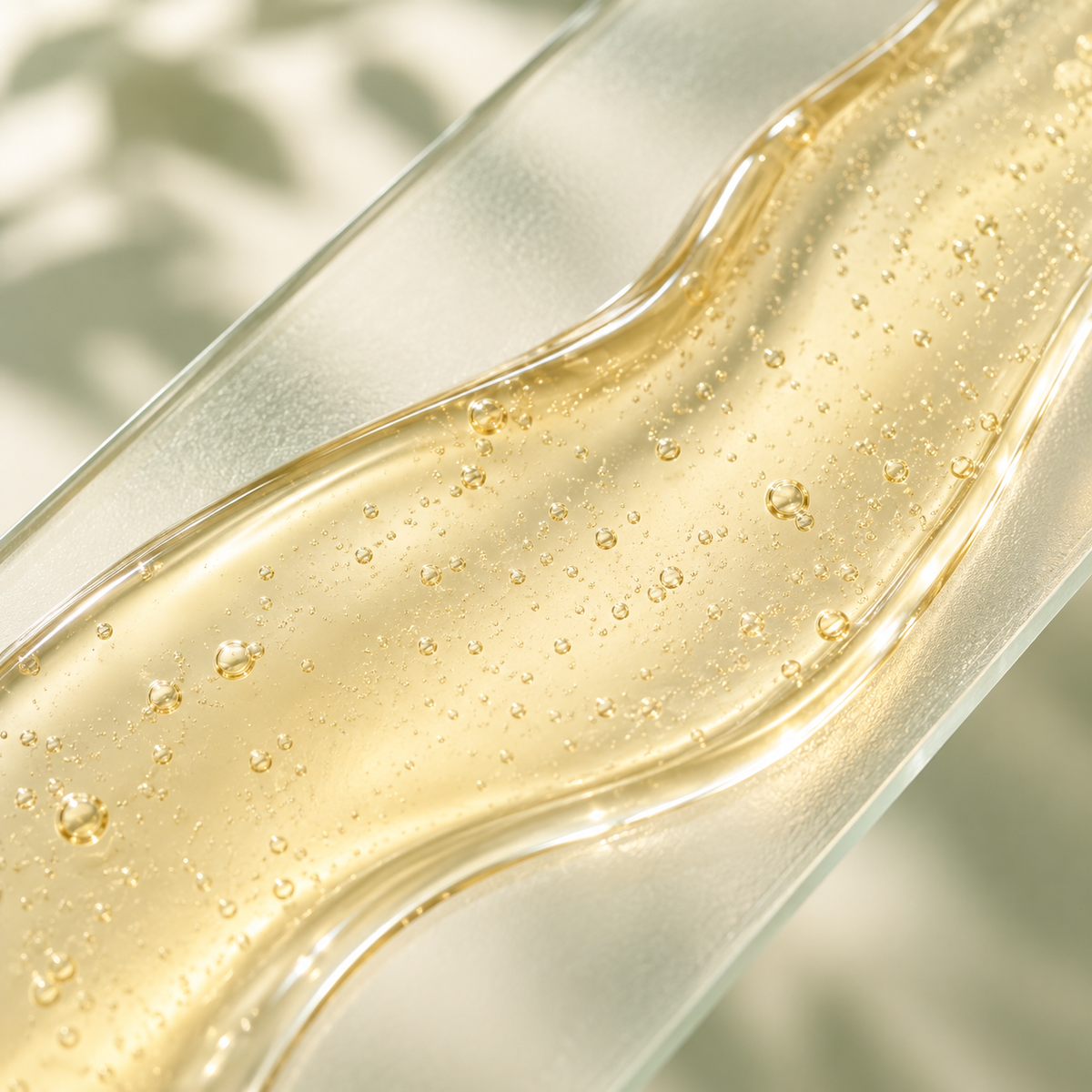 Illustrative translucent gel serum texture on frosted glass