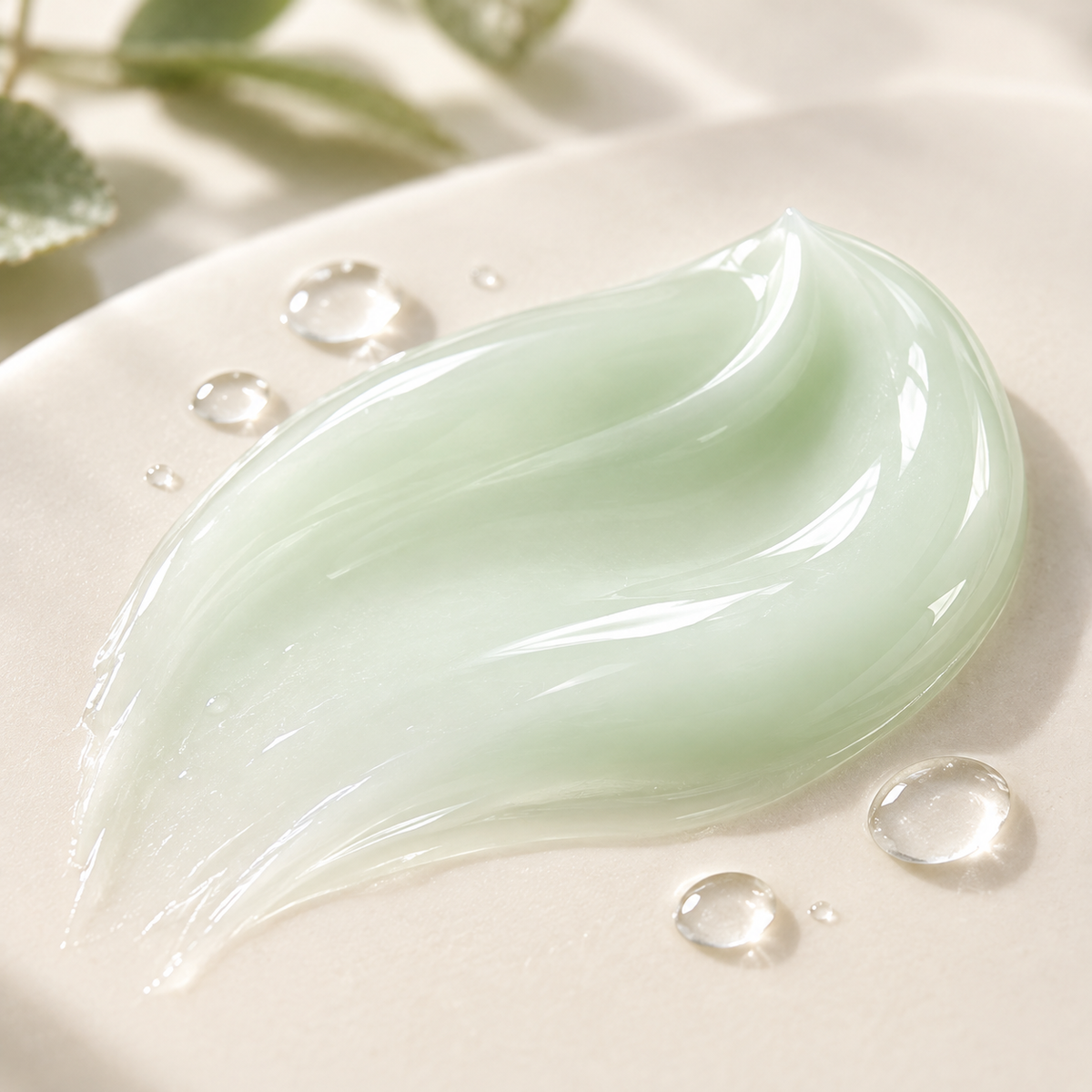 Close-up of pale mint translucent gel-cream texture