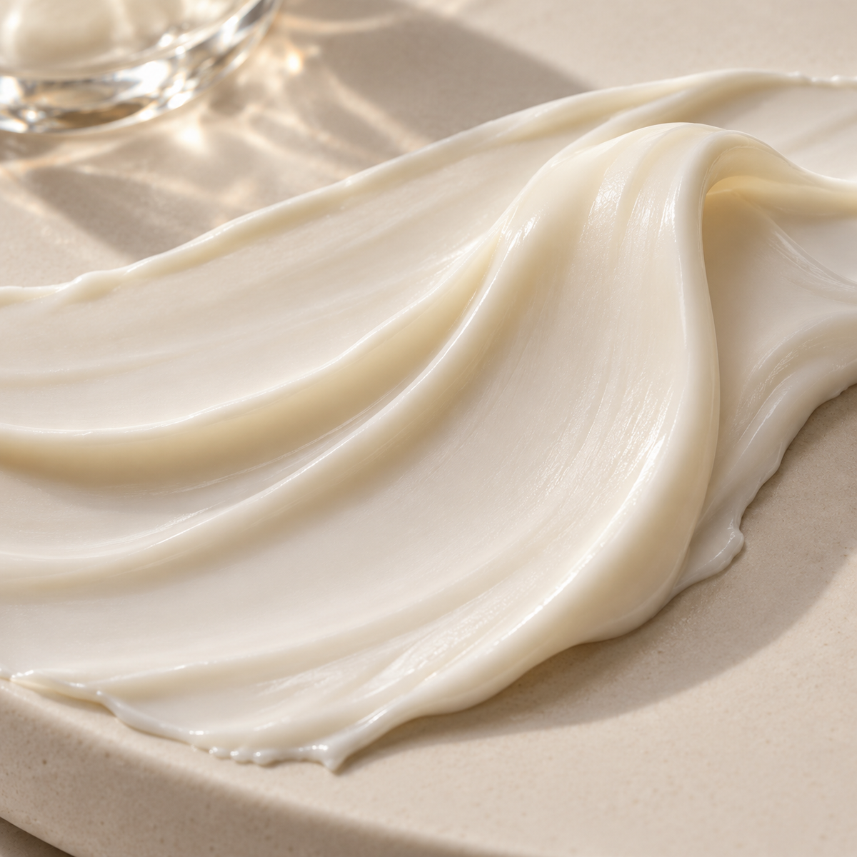 Illustrative close-up of a smooth ivory moisturizer texture