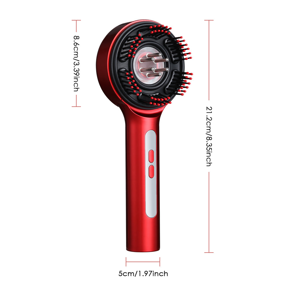 Red S18 scalp massage brush dimensions: approximately 21.2 by 8.6 by 5 centimeters